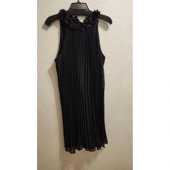Nicole Miller Vintage Black Pleated High-Neck Sleeveless Dress - Picture 1 of 6